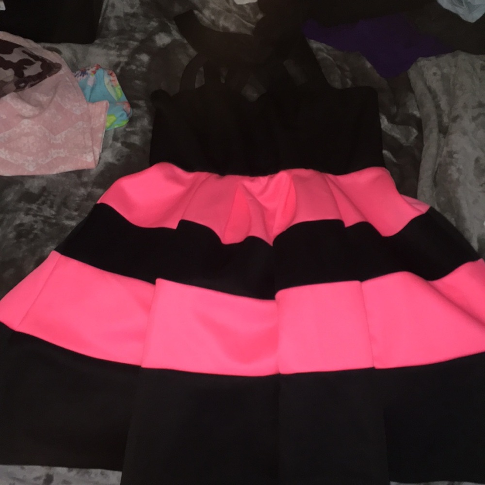 Striped pink and black dress